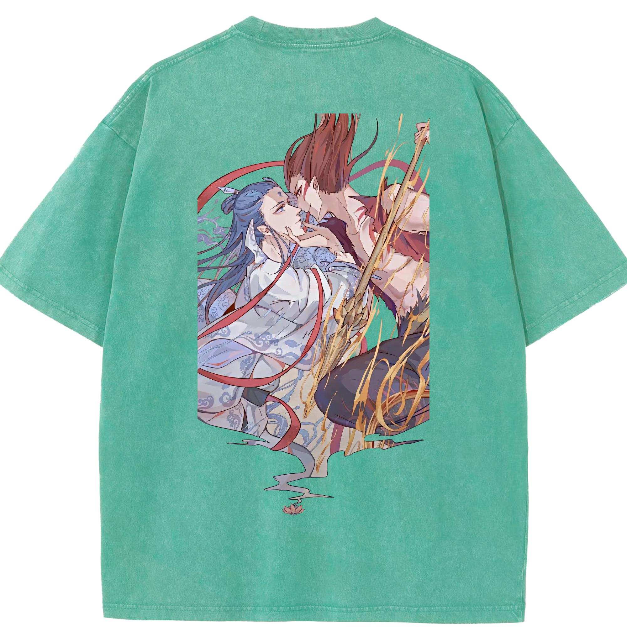 （画像用） Ne Zha 2 ナタ 魔童の大暴れ 綿100% ヴィンテージ風 半袖Tシャツ（背面プリント）